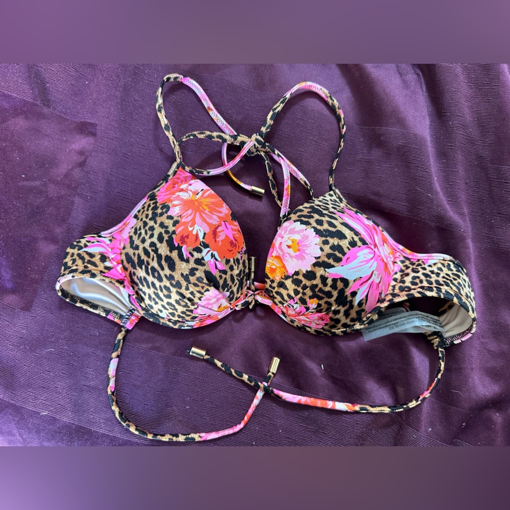 Victoria’s Secret Animal Print Swim Bikini Top with Underwire - Size 32C